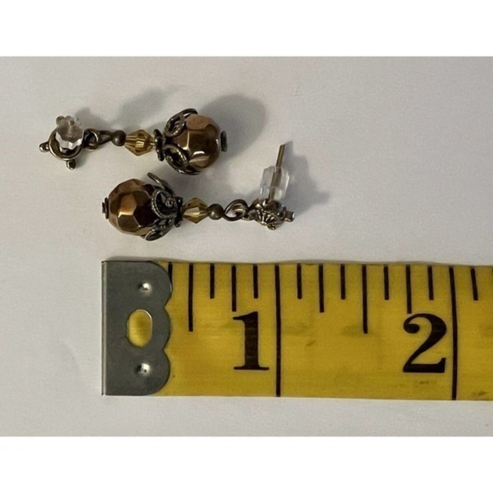Vintage Look Bronze Cooper Color Steampunk Dangle Earrings Handmade NEW‎ - Picture 3 of 4